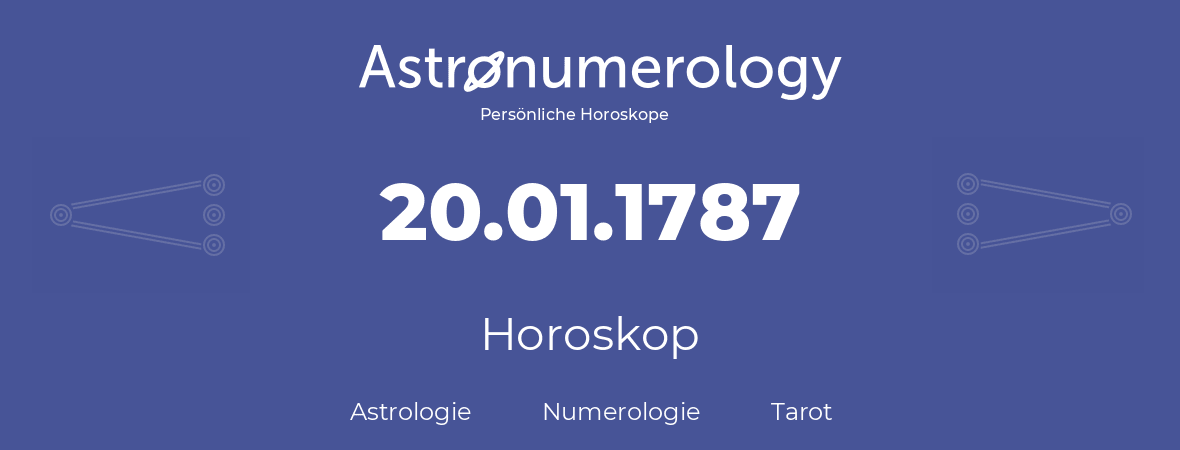 Horoskop für Geburtstag (geborener Tag): 20.01.1787 (der 20. Januar 1787)