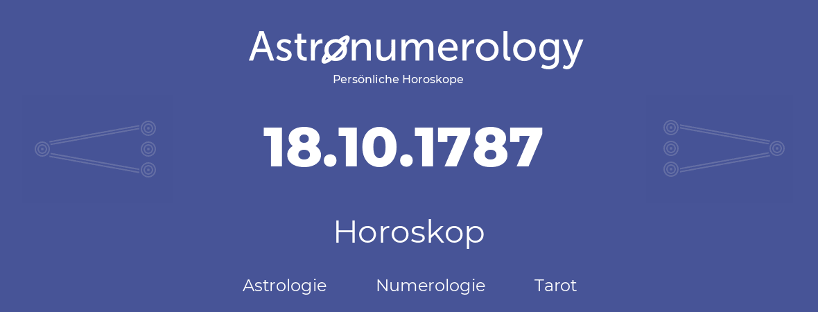 Horoskop für Geburtstag (geborener Tag): 18.10.1787 (der 18. Oktober 1787)