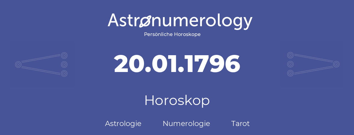 Horoskop für Geburtstag (geborener Tag): 20.01.1796 (der 20. Januar 1796)