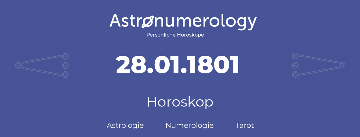 Horoskop für Geburtstag (geborener Tag): 28.01.1801 (der 28. Januar 1801)