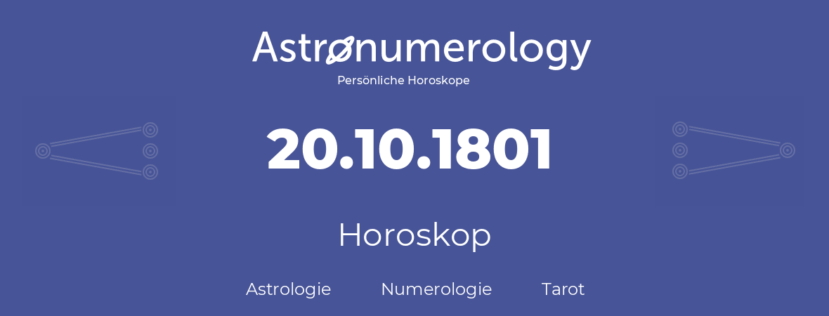 Horoskop für Geburtstag (geborener Tag): 20.10.1801 (der 20. Oktober 1801)