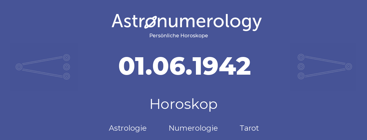 Horoskop für Geburtstag (geborener Tag): 01.06.1942 (der 31. Juni 1942)