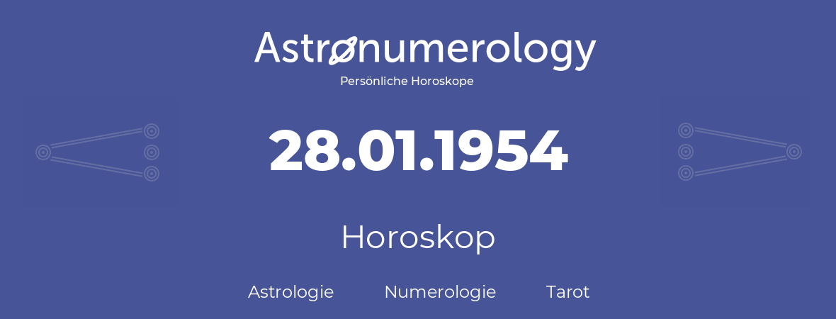 Horoskop für Geburtstag (geborener Tag): 28.01.1954 (der 28. Januar 1954)