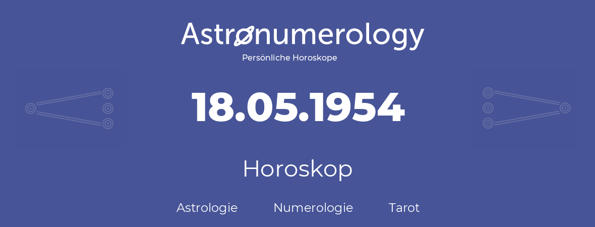 Horoskop für Geburtstag (geborener Tag): 18.05.1954 (der 18. Mai 1954)