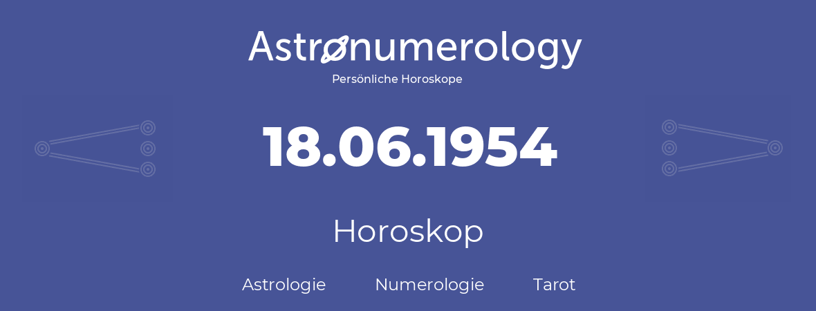Horoskop für Geburtstag (geborener Tag): 18.06.1954 (der 18. Juni 1954)