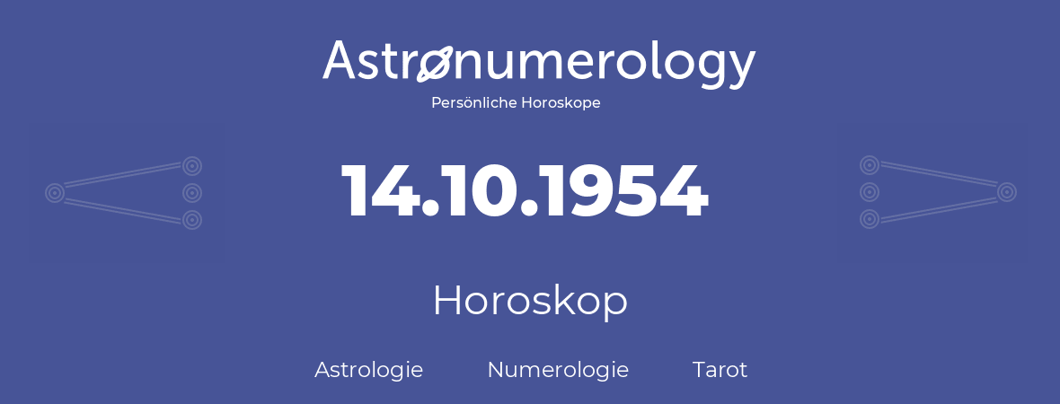 Horoskop für Geburtstag (geborener Tag): 14.10.1954 (der 14. Oktober 1954)