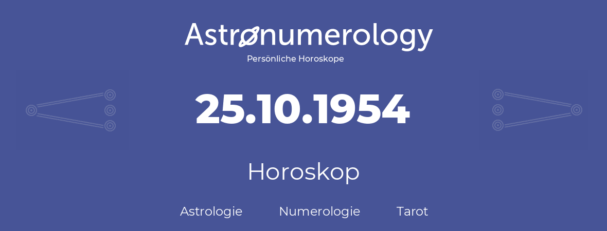 Horoskop für Geburtstag (geborener Tag): 25.10.1954 (der 25. Oktober 1954)