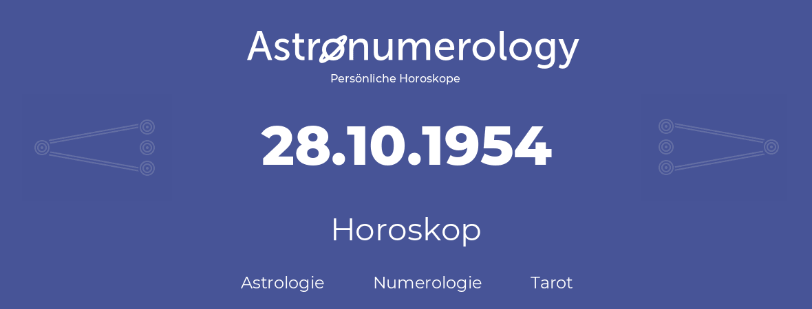 Horoskop für Geburtstag (geborener Tag): 28.10.1954 (der 28. Oktober 1954)