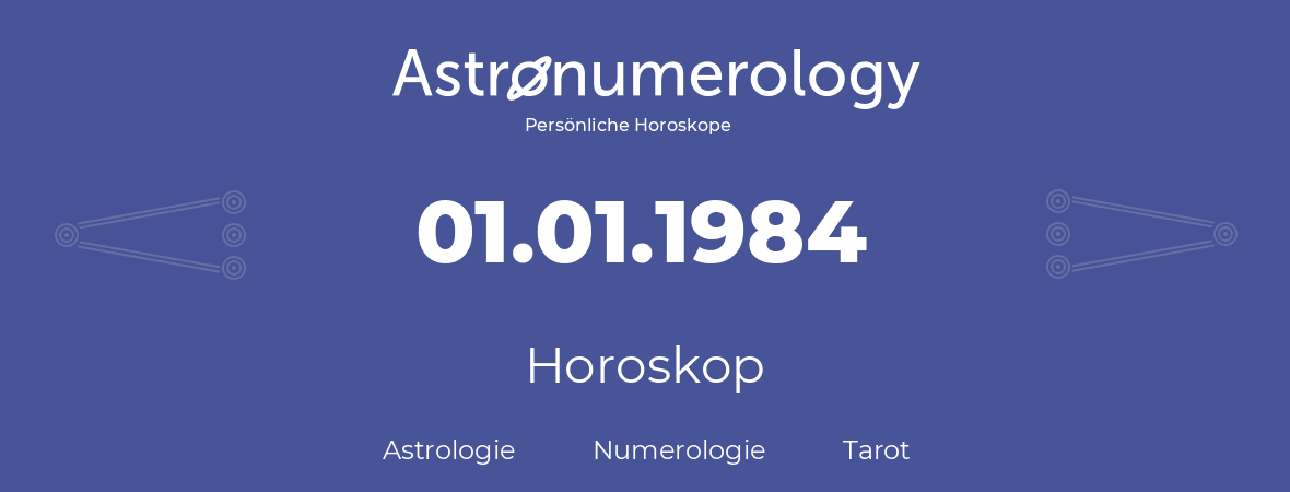 Horoskop für Geburtstag (geborener Tag): 01.01.1984 (der 1. Januar 1984)