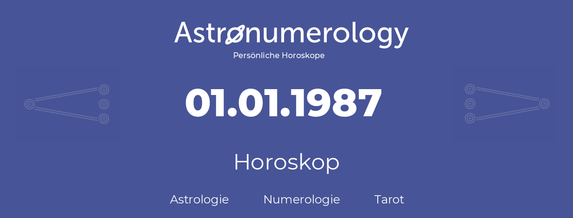 Horoskop für Geburtstag (geborener Tag): 01.01.1987 (der 1. Januar 1987)