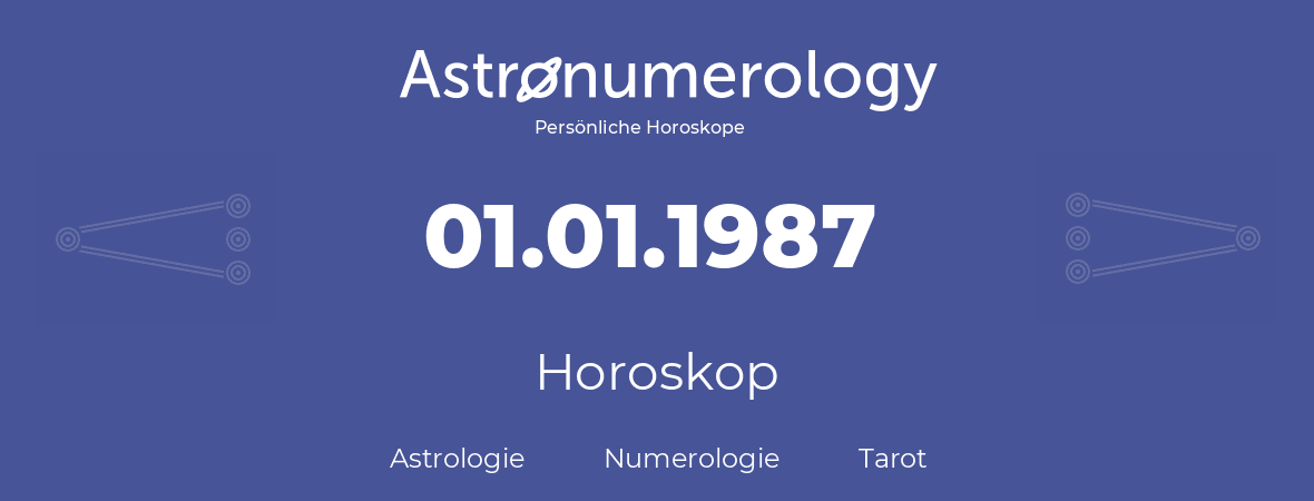 Horoskop für Geburtstag (geborener Tag): 01.01.1987 (der 01. Januar 1987)