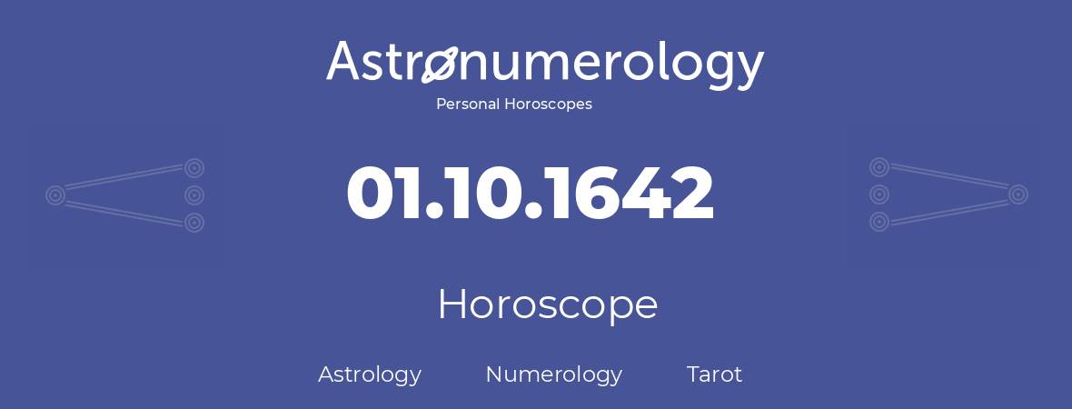 Horoscope for birthday (born day): 01.10.1642 (Oct 1, 1642)