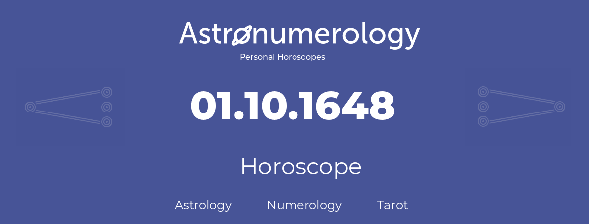 Horoscope for birthday (born day): 01.10.1648 (Oct 01, 1648)