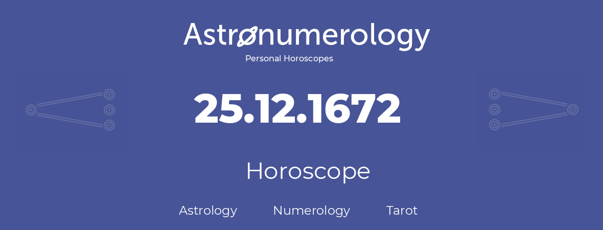 Horoscope for birthday (born day): 25.12.1672 (December 25, 1672)
