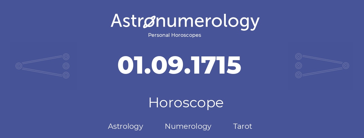 Horoscope for birthday (born day): 01.09.1715 (September 31, 1715)