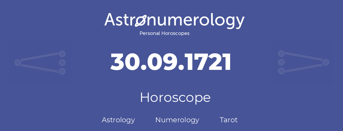 Horoscope for birthday (born day): 30.09.1721 (September 30, 1721)