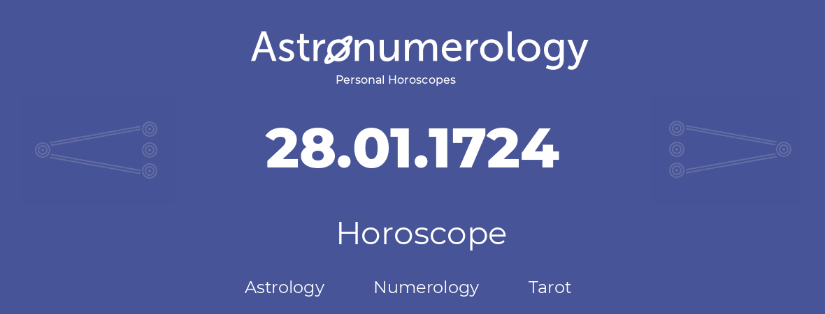 Horoscope for birthday (born day): 28.01.1724 (January 28, 1724)