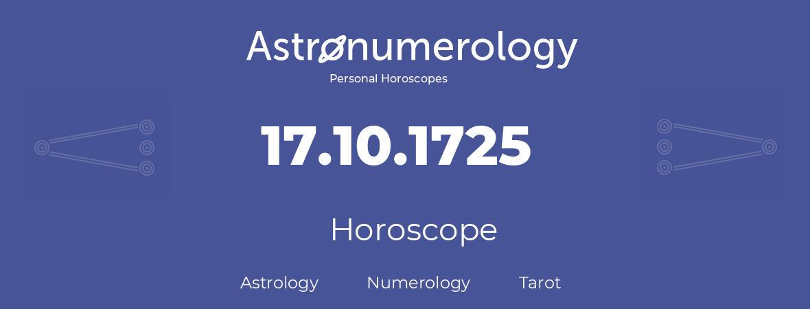 Horoscope for birthday (born day): 17.10.1725 (Oct 17, 1725)