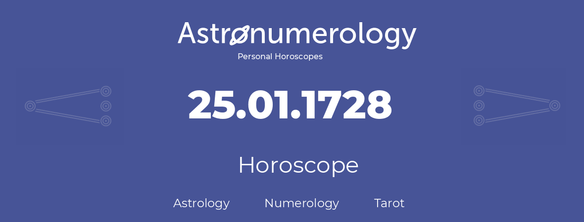 Horoscope for birthday (born day): 25.01.1728 (January 25, 1728)