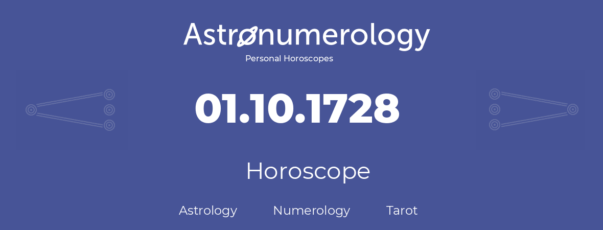 Horoscope for birthday (born day): 01.10.1728 (Oct 1, 1728)