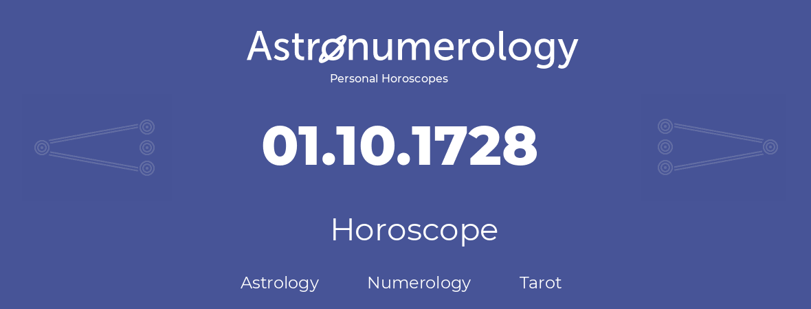 Horoscope for birthday (born day): 01.10.1728 (Oct 01, 1728)