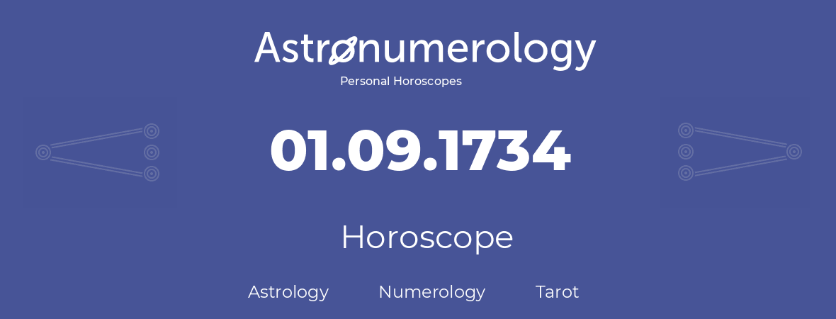 Horoscope for birthday (born day): 01.09.1734 (September 1, 1734)