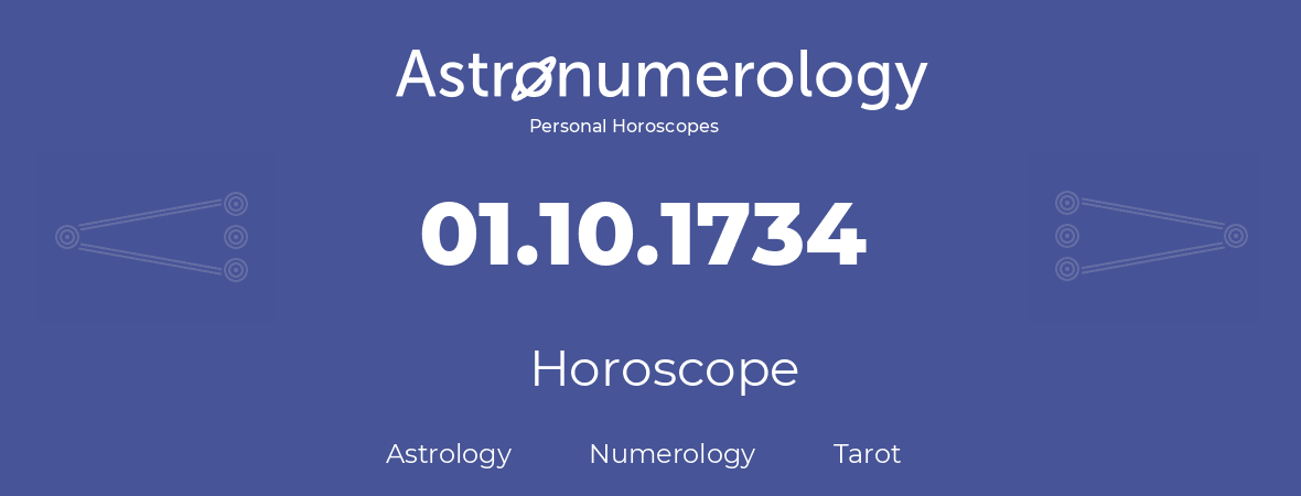 Horoscope for birthday (born day): 01.10.1734 (Oct 01, 1734)