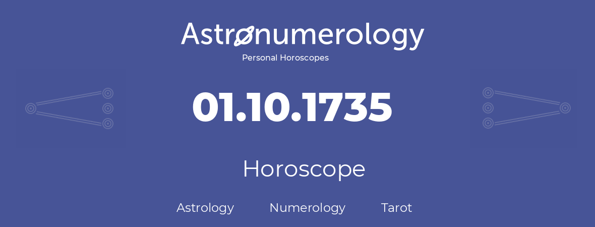 Horoscope for birthday (born day): 01.10.1735 (Oct 01, 1735)