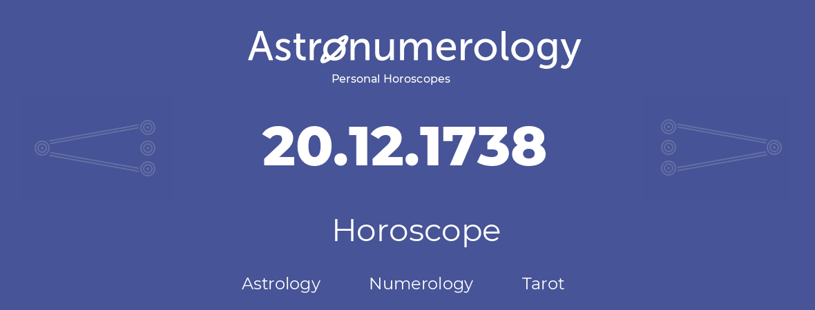 Horoscope for birthday (born day): 20.12.1738 (December 20, 1738)