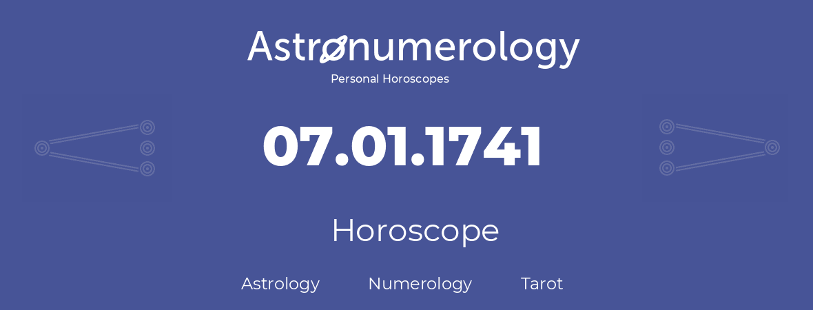 Horoscope for birthday (born day): 07.01.1741 (January 07, 1741)