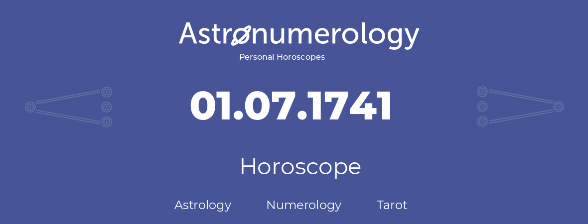 Horoscope for birthday (born day): 01.07.1741 (July 01, 1741)