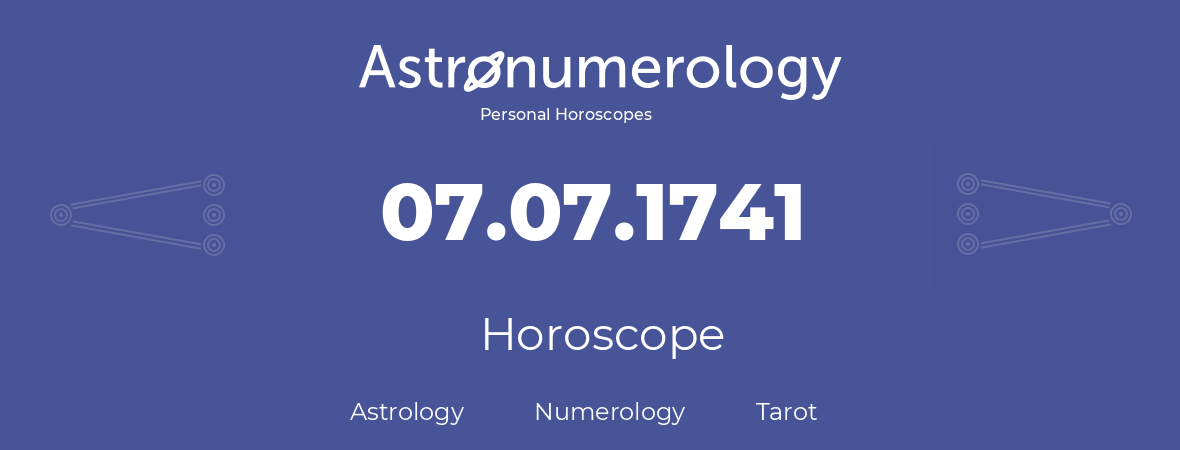 Horoscope for birthday (born day): 07.07.1741 (July 7, 1741)