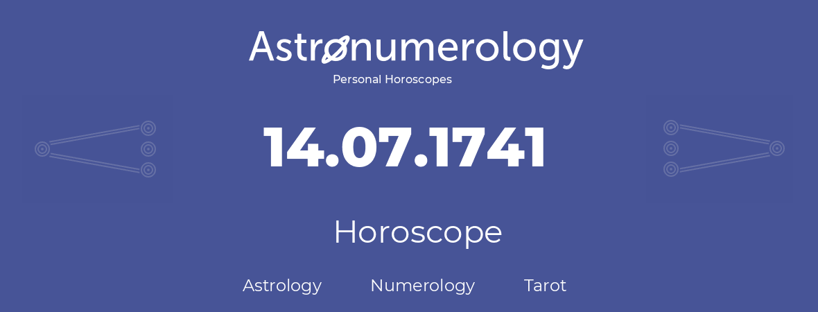 Horoscope for birthday (born day): 14.07.1741 (July 14, 1741)