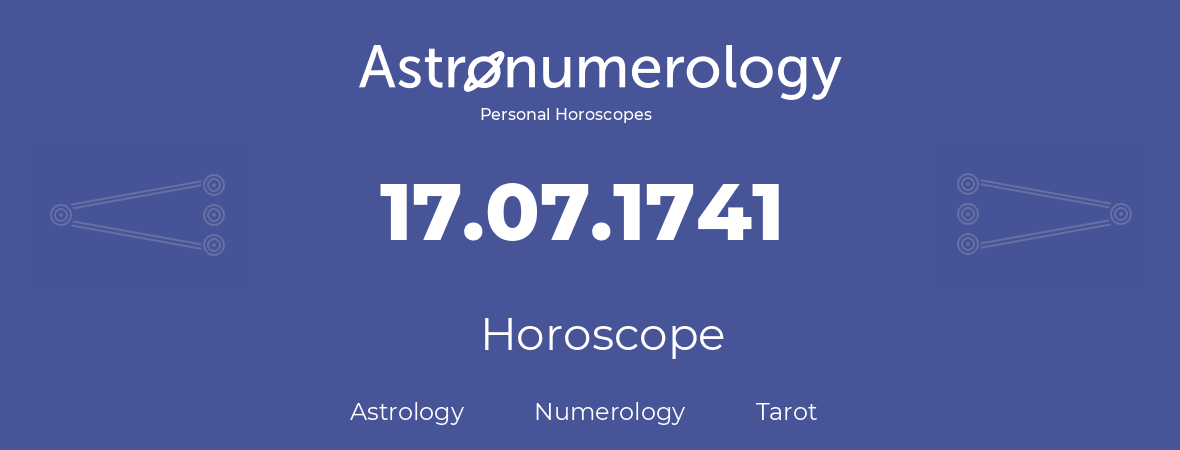 Horoscope for birthday (born day): 17.07.1741 (July 17, 1741)