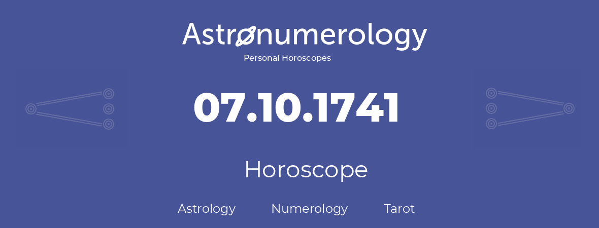 Horoscope for birthday (born day): 07.10.1741 (Oct 7, 1741)