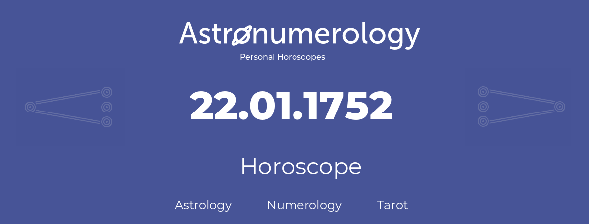Horoscope for birthday (born day): 22.01.1752 (January 22, 1752)