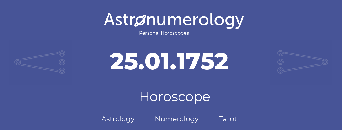 Horoscope for birthday (born day): 25.01.1752 (January 25, 1752)