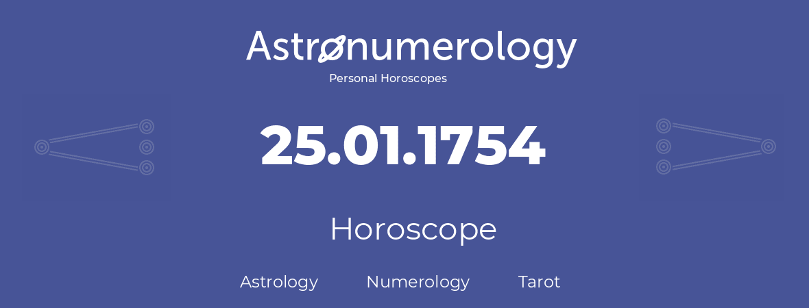 Horoscope for birthday (born day): 25.01.1754 (January 25, 1754)