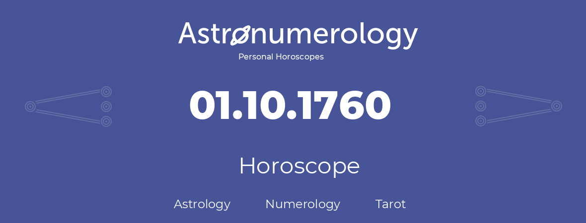 Horoscope for birthday (born day): 01.10.1760 (Oct 01, 1760)