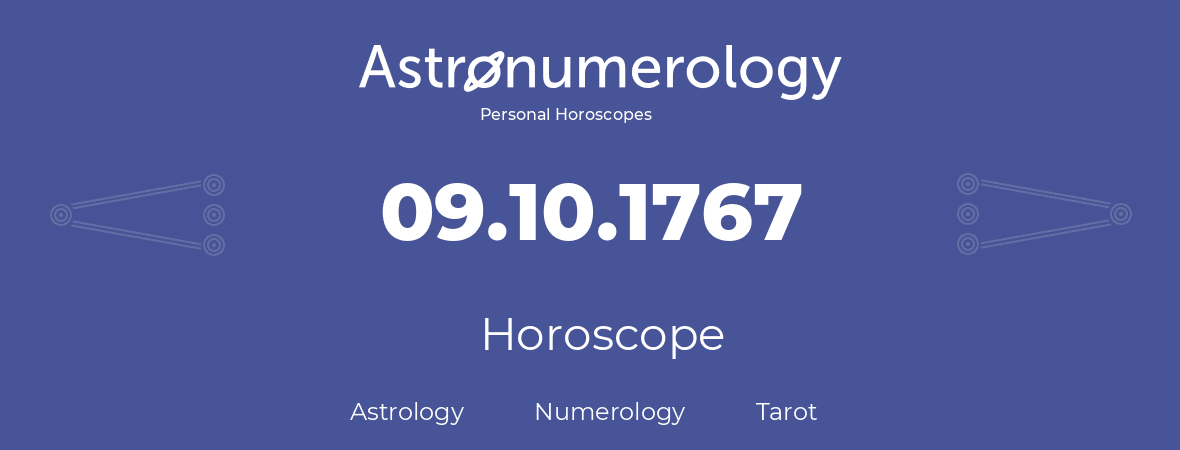 Horoscope for birthday (born day): 09.10.1767 (Oct 9, 1767)