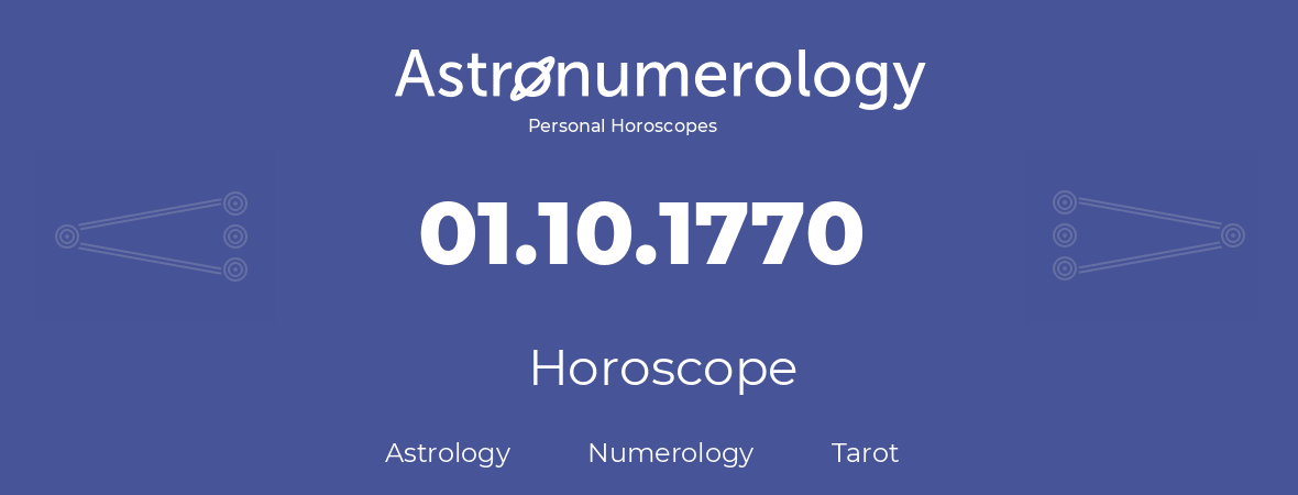 Horoscope for birthday (born day): 01.10.1770 (Oct 01, 1770)