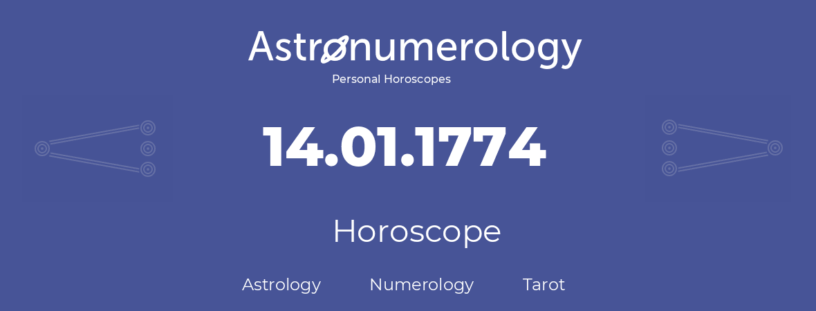 Horoscope for birthday (born day): 14.01.1774 (January 14, 1774)