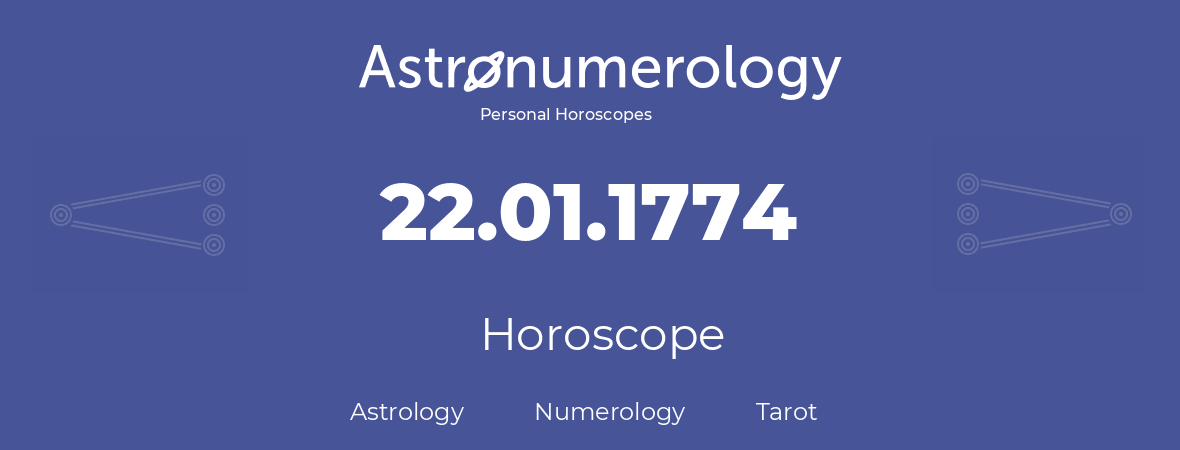 Horoscope for birthday (born day): 22.01.1774 (January 22, 1774)