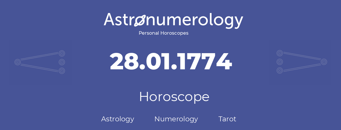 Horoscope for birthday (born day): 28.01.1774 (January 28, 1774)