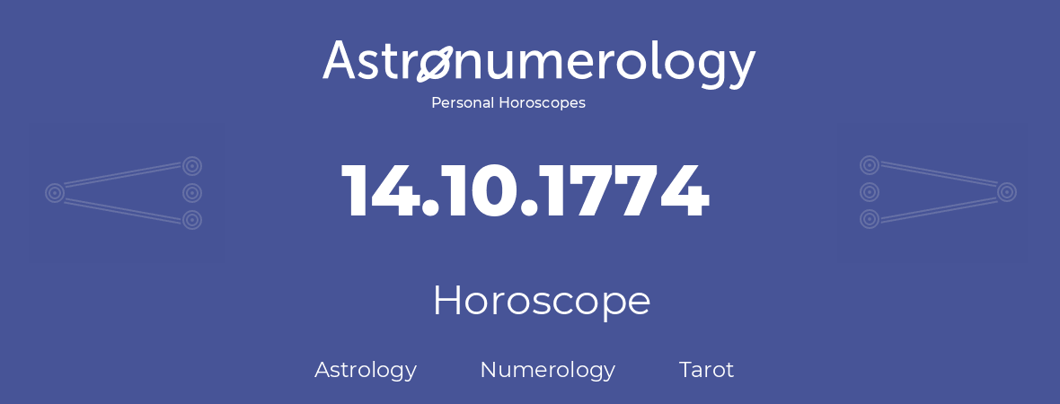 Horoscope for birthday (born day): 14.10.1774 (Oct 14, 1774)