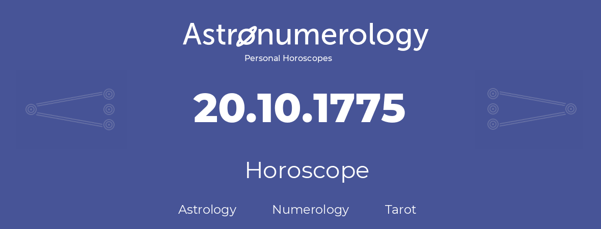 Horoscope for birthday (born day): 20.10.1775 (Oct 20, 1775)