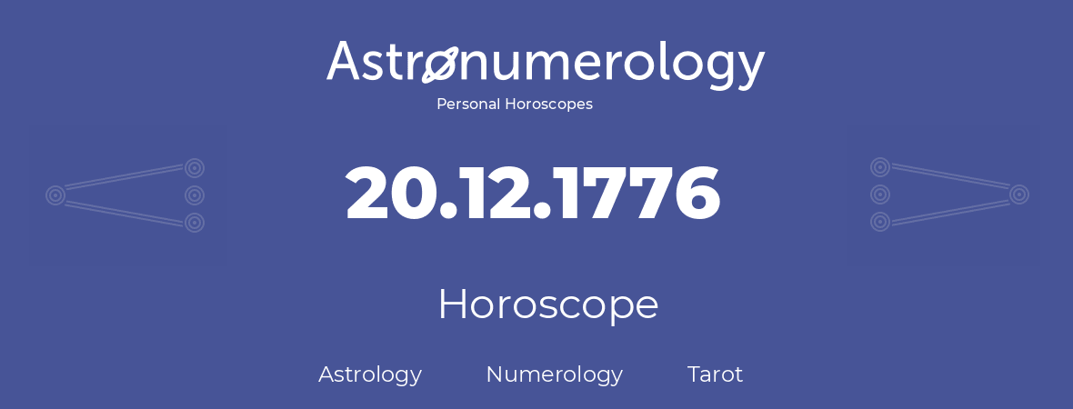 Horoscope for birthday (born day): 20.12.1776 (December 20, 1776)