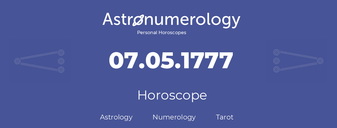 Horoscope for birthday (born day): 07.05.1777 (May 7, 1777)