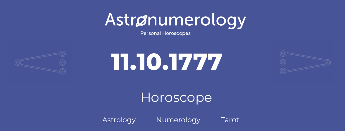 Horoscope for birthday (born day): 11.10.1777 (Oct 11, 1777)