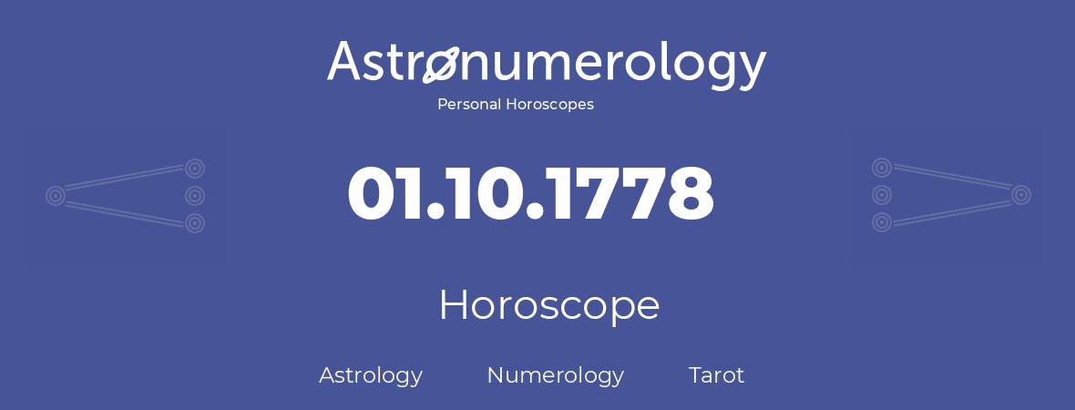 Horoscope for birthday (born day): 01.10.1778 (Oct 01, 1778)